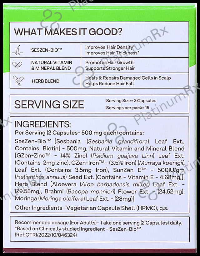 Oziva Hair Vitamins with DHT Blocker & Omega 3 - Vegetarian Capsule for Better Hair Growth & Hair Fall Control 30 vegicaps