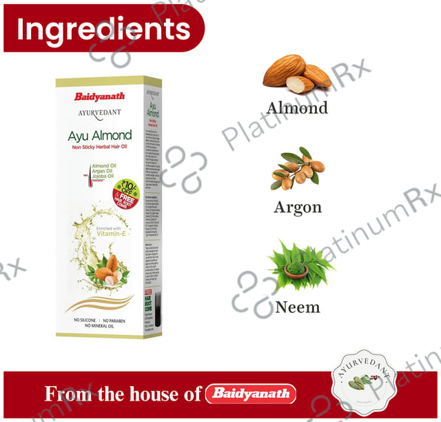 Baidyanath (Jhansi) Ayurvedant Herbal Hair Oil Ayu Almond Non Sticky