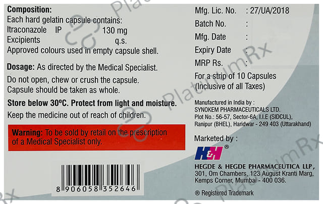 Itzhh SB 130mg Capsule 10s