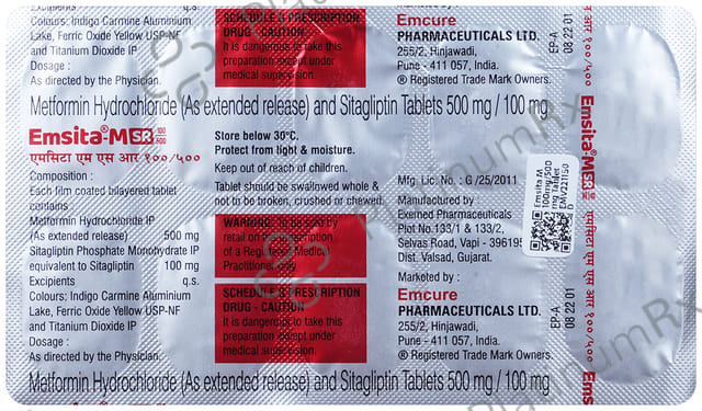 Emsita M 100/500mg Tablet SR 10s