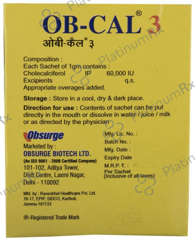 OB-Cal 3 Sachet 1gm Orange Sachet