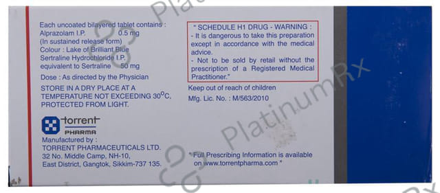 Alprax Forte 0.5/50mg Tablet 10s
