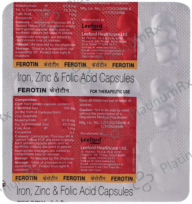 Ferotin 100/1/22.5mg Capsule 15s