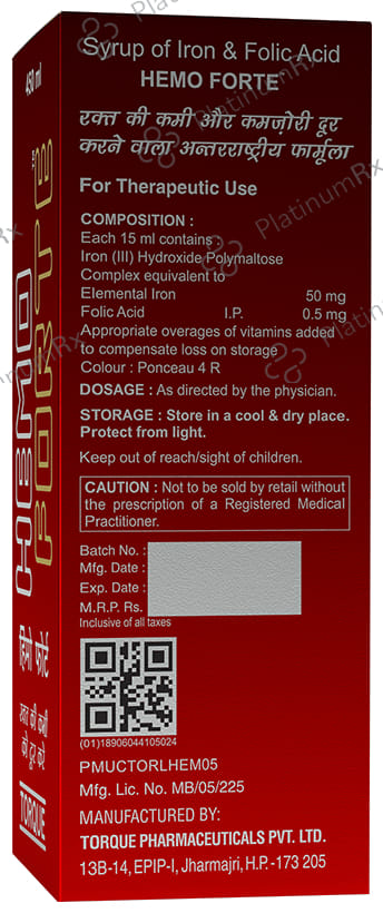 Hemoforte Iron & Folic Acid Syrup For Blood Enhancement Syrup