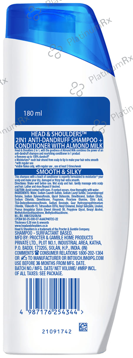 Head & Shoulders Smooth & Silky 2 in 1 Anti-Dandruff Shampoo+Conditioner 180 ml