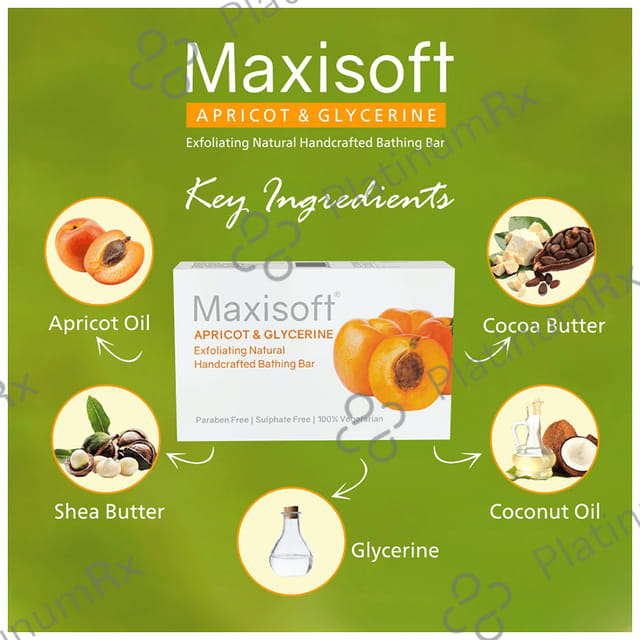 Maxisoft Apricot & Glycerine Exfoliating Natural Handcrafted Bathing Bar 75gm