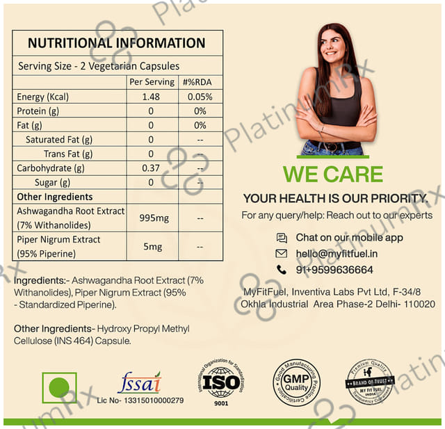 MyFitFuel Ashwagandha Root Extract Capsule 180 capsules