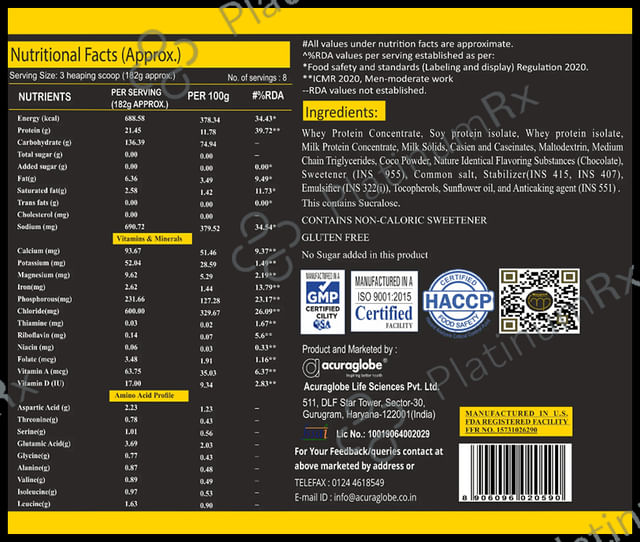 Acuraglobe Morcare-P Mor Mass Gainer Powder Rabri Mawa 1 kg