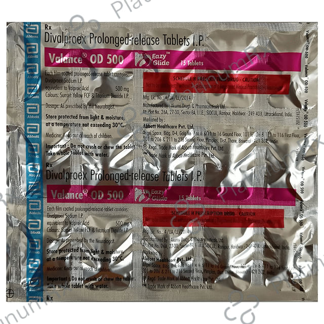 Valance OD 500mg Eazy Glide Tablet PR 15s