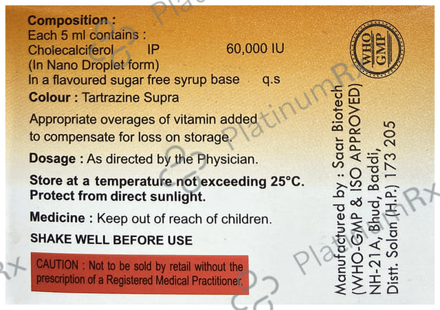 Ostospa 60000IU Nano Shot Strawberry Sugar Free Oral Solution 5ml