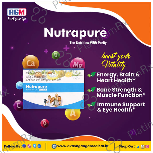 Nutrapure Multivitamin, Multimineral with Ginseng & Antioxidants Softgel Capsule (10 Each) 10 Strip