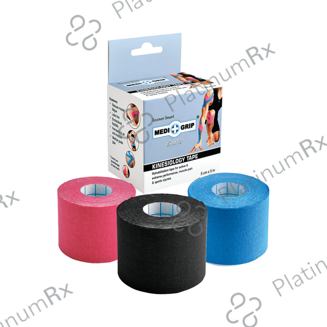 Medigrip Sports Kinesiology Tape 5cm x 5m Blue, Black & Pink