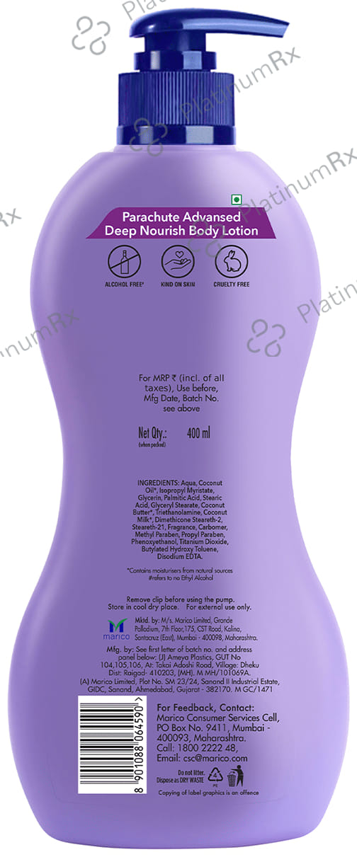 Parachute Advansed Body Lotion Coconut Milk Deep Nourish 400 Lotion