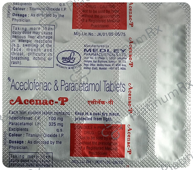 Acenac P 100/325mg Tablet 15s