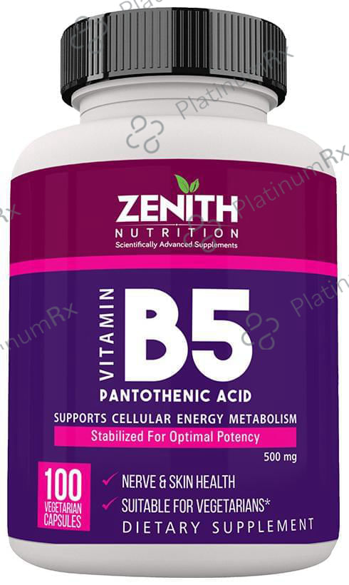 Zenith Nutrition Vitamin B5 Pantothenic Acid 500mg Vegetarian Capsule