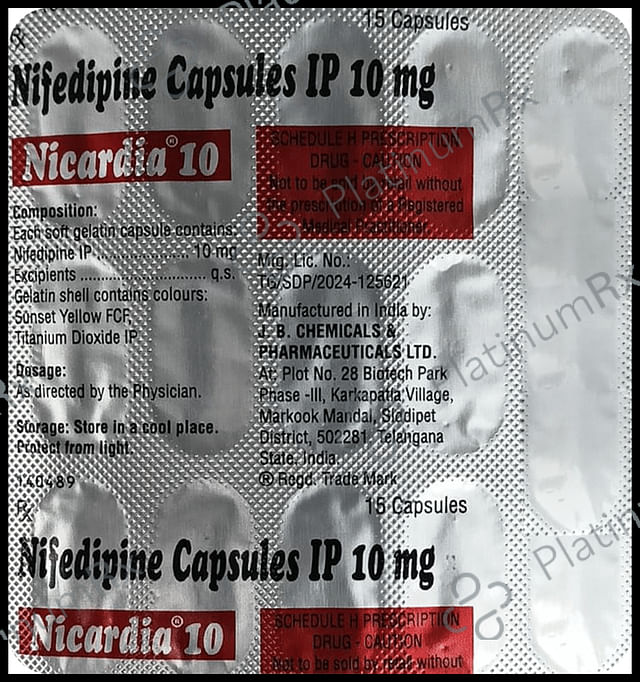 Nicardia 10mg Capsule 15s