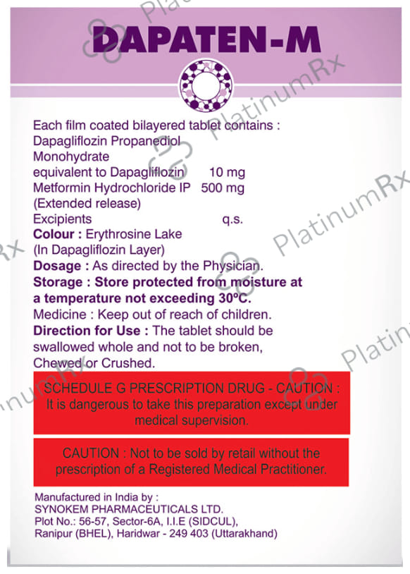Dapaten M 10/500mg Tablet ER 15s