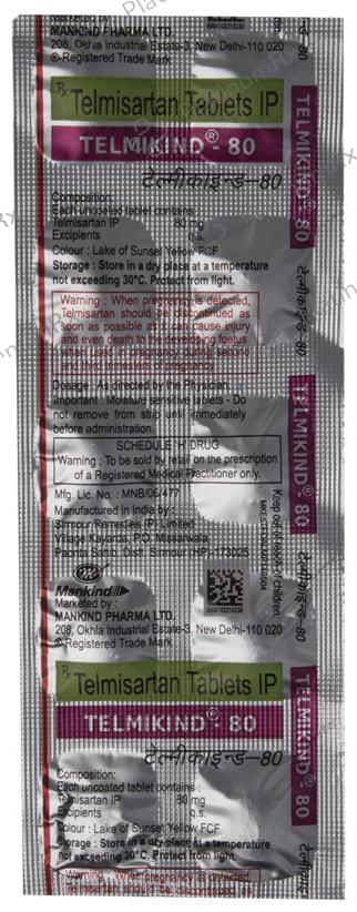 Telmikind 80mg Tablet 10s