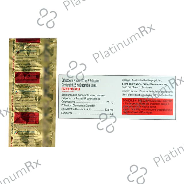 Opox CV 100 mg/62.5 mg Tablet DT