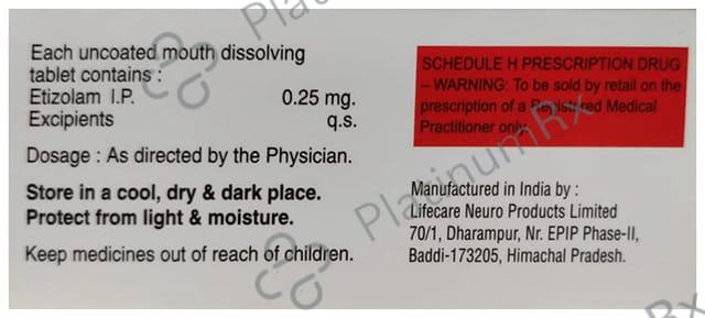 Zoltias 0.25mg Tablet MD 10s