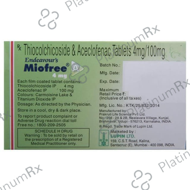 Miofree A 100/4mg Tablet 10s