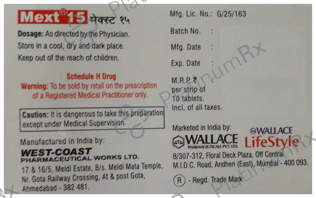Mext 15mg Tablet 10s