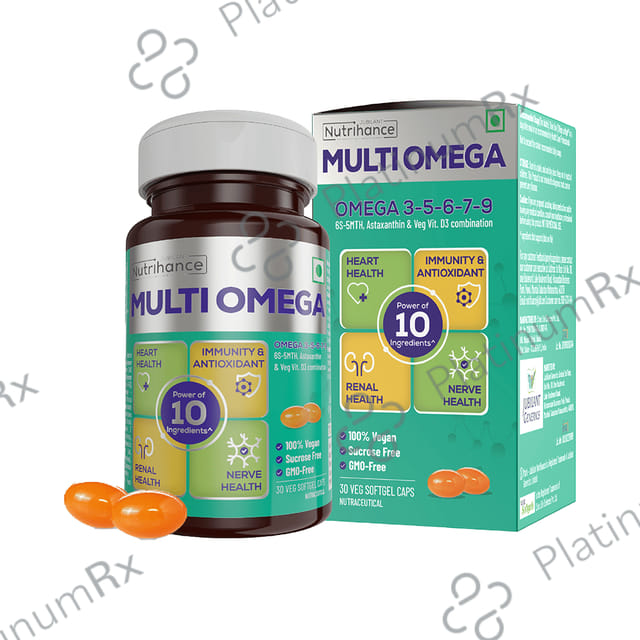 Jubilant Nutrihance Multi Omega 3-5-6-7-9 - Vegetarian Softgel for Heart, Renal & Nerve Health 30 Soft Gelatin Capsule
