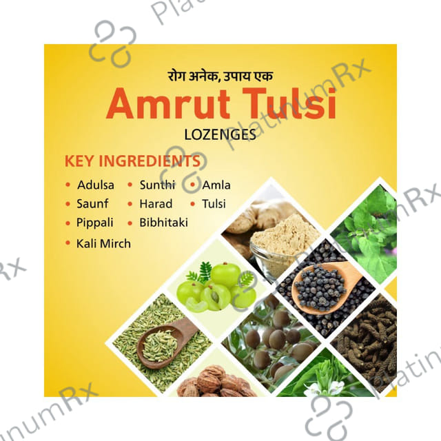 Amrut Tulsi Lozenges (6 Each) Honey Lemon 10 strips