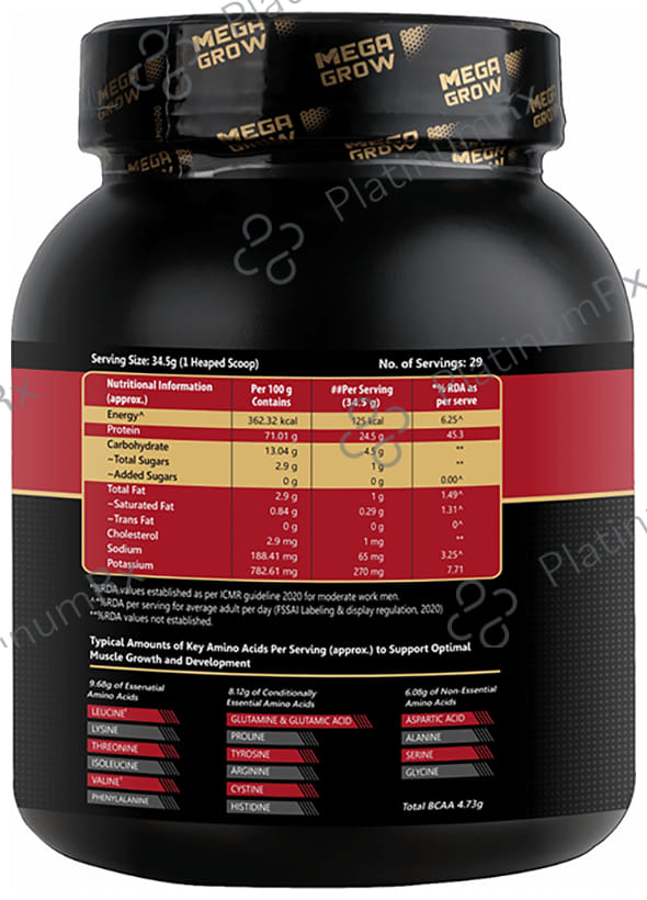 Megagrow Whey Protein Isolate Powder with Shaker Chocolate