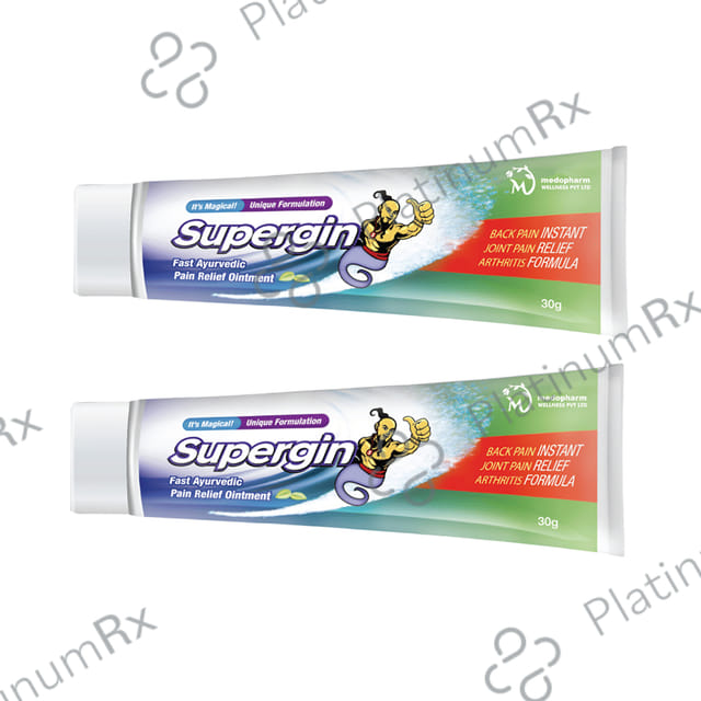 Medopharm Wellness Supergin Ointment for Muscle Aches, Joint Discomfort, Arthritis, Sprains, and Strains (30gm Each)