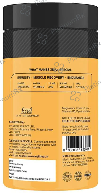 MyFitFuel ZMA+ with Vitamin C & Piperine Tablet 30 tablets