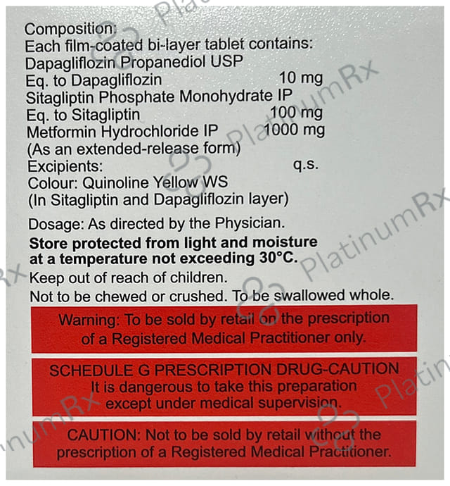 Sitaglo DM Forte 10/1000/100mg Tablet 10s