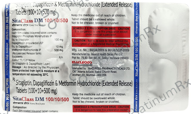 Sitaclass DM 10/500/100mg Tablet 10s