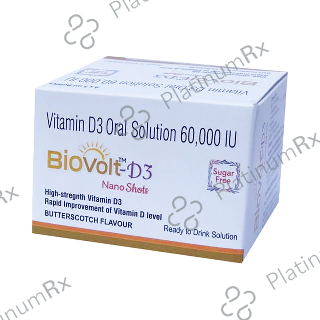 Biovolt D3 Nano Shot 60000IU Butterscotch Flavour Sugar Free Oral Solution 5ml