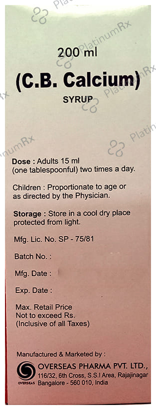 C.B Calcium Syrup 200ml