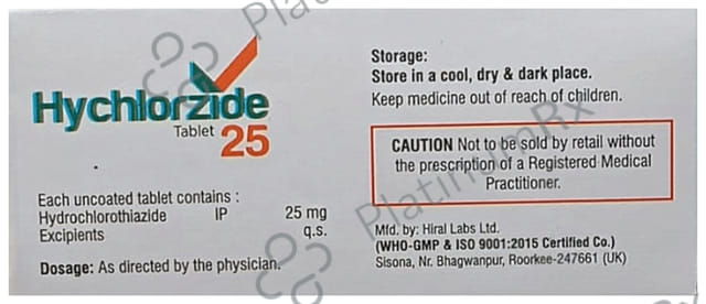 Hychlorzide 25mg Tablet 10s
