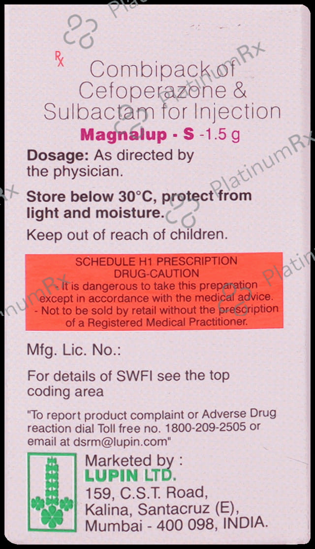 Magnalup S 1000mg/500mg Injection