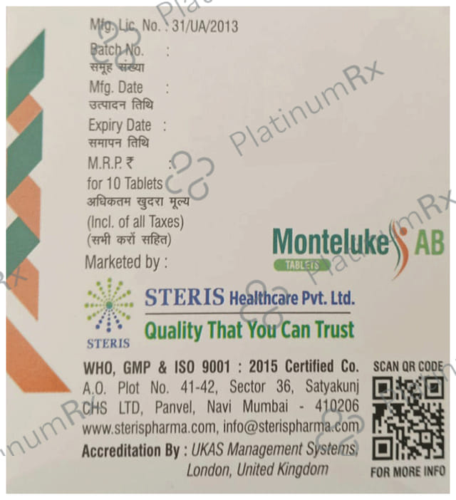 Monteluke AB 200/10mg Tablet 10s