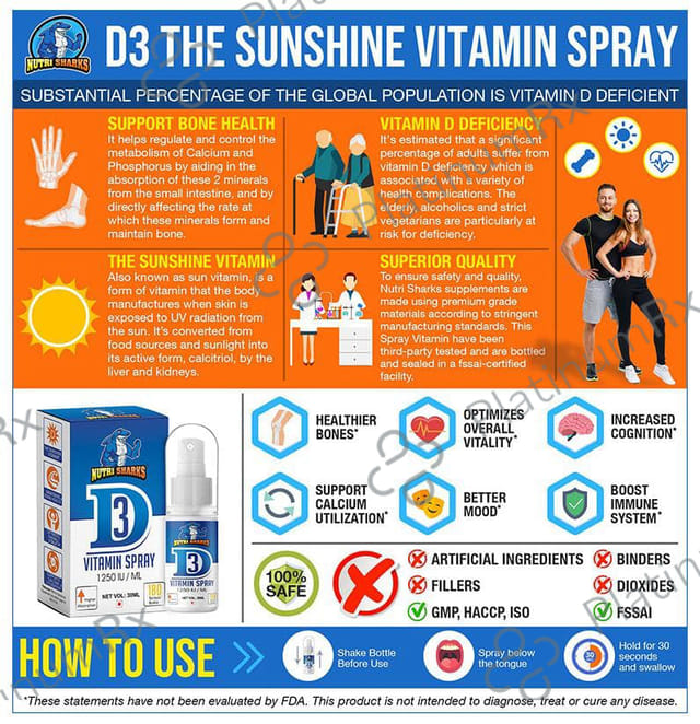Nutri Sharks Vitamin D3 1250 IU/ML Spray
