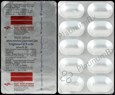 Triglimet V Forte 2/500/0.3mg Tablet SR 10s