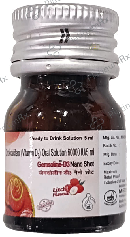 Gemsoline D3 60000IU Litchi Flavour Nano Shot Sugar Free Solution 5ml
