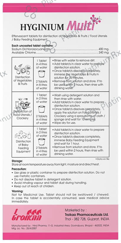 Hyginium Multi Vegetables, Fruits & Utensils Disinfection Effervescent Tablet 16s