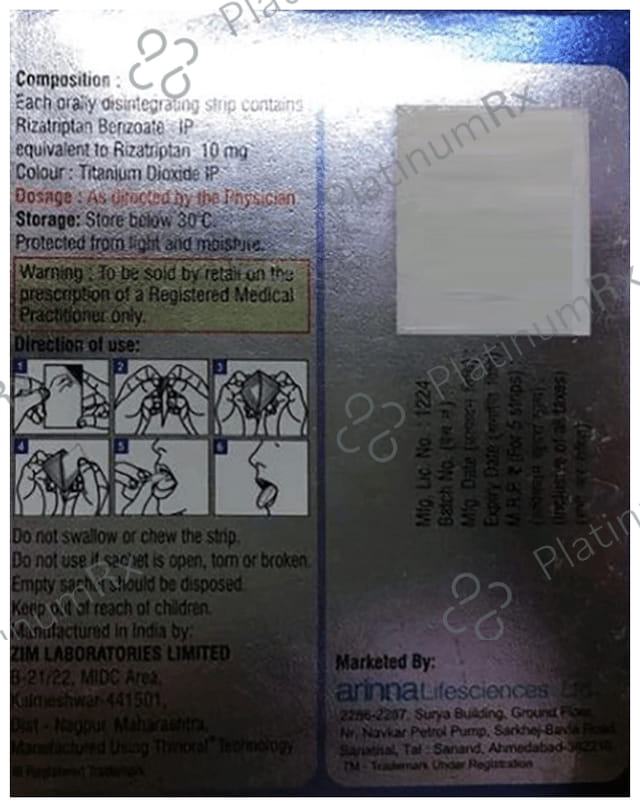 Rizamelt 10 Disintegrating Strip 5 Disintegrating Strip