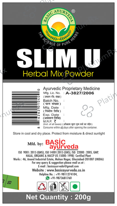 Basic Ayurveda Slim U Herbal Mix Powder