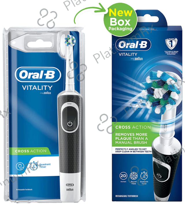 Oral-B Vitality 100 Braun Cross Action Electric Rechargeable Toothbrush Black