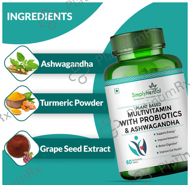 Simply Herbal Multivitamin with Probiotics & Ashwagandha Tablet