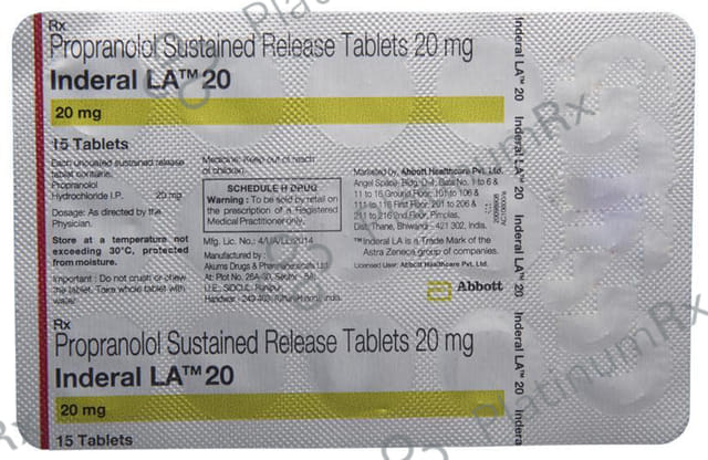 Inderal LA 20mg Tablet SR 15s