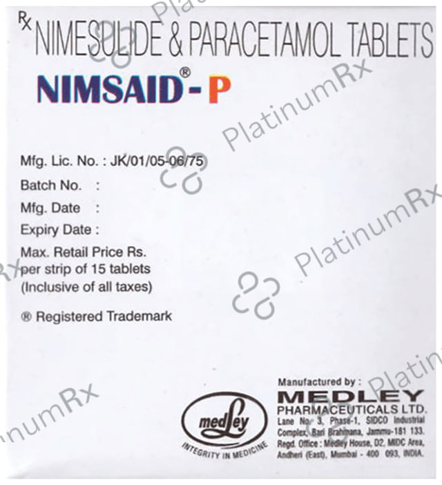 Nimsaid P 100/325mg Tablet 15s