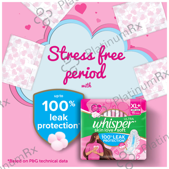 Whisper Ultra Soft Sanitary Pads XL+ 15 pads