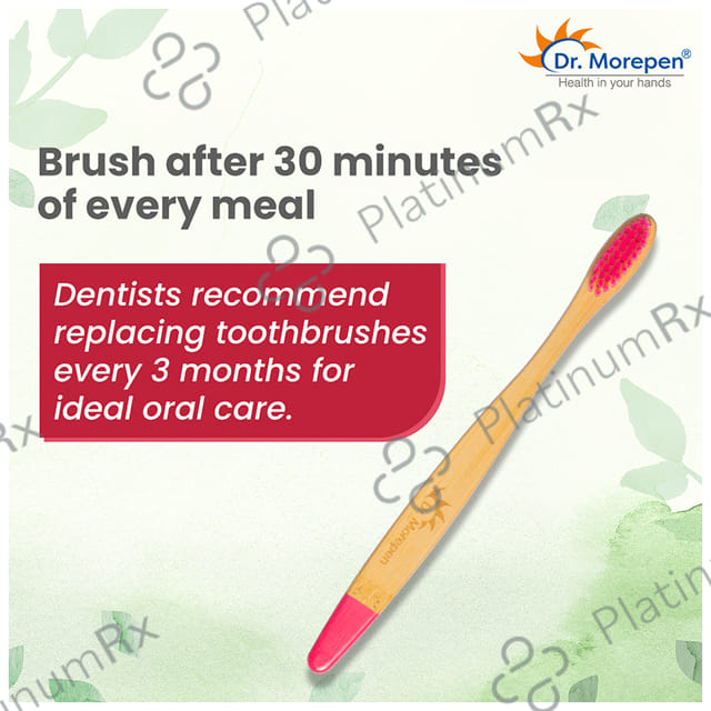 Dr. Morepen Organic Bamboo Toothbrush Adult Soft Pink